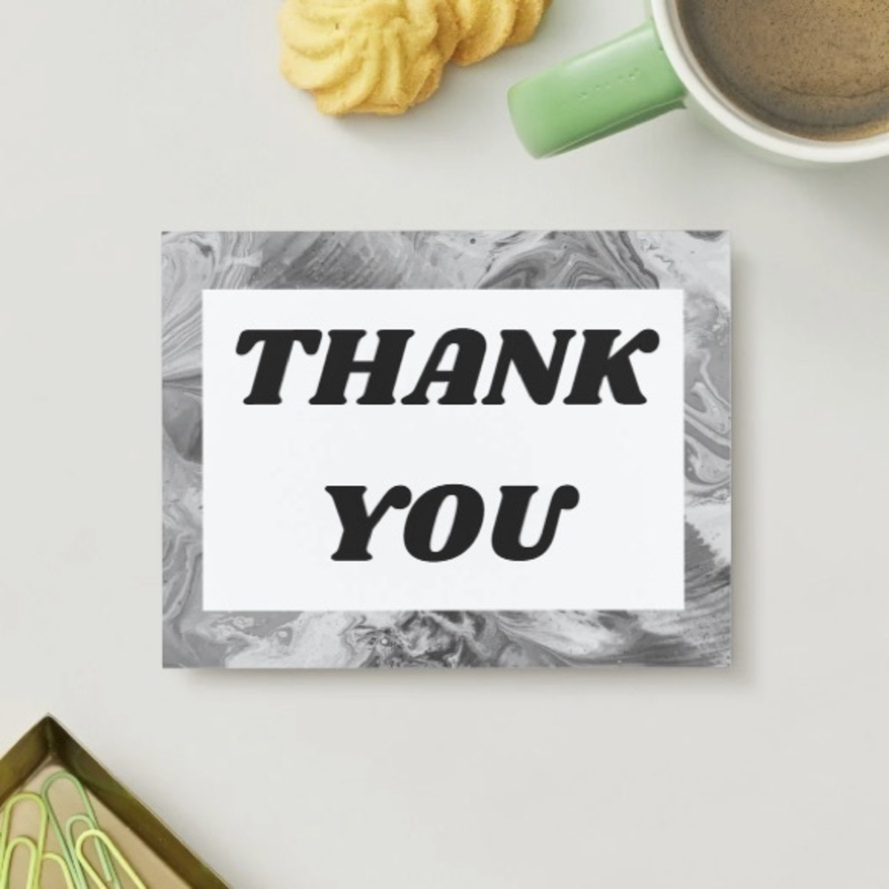 Set of 10 Black & White Thank You Post Cards